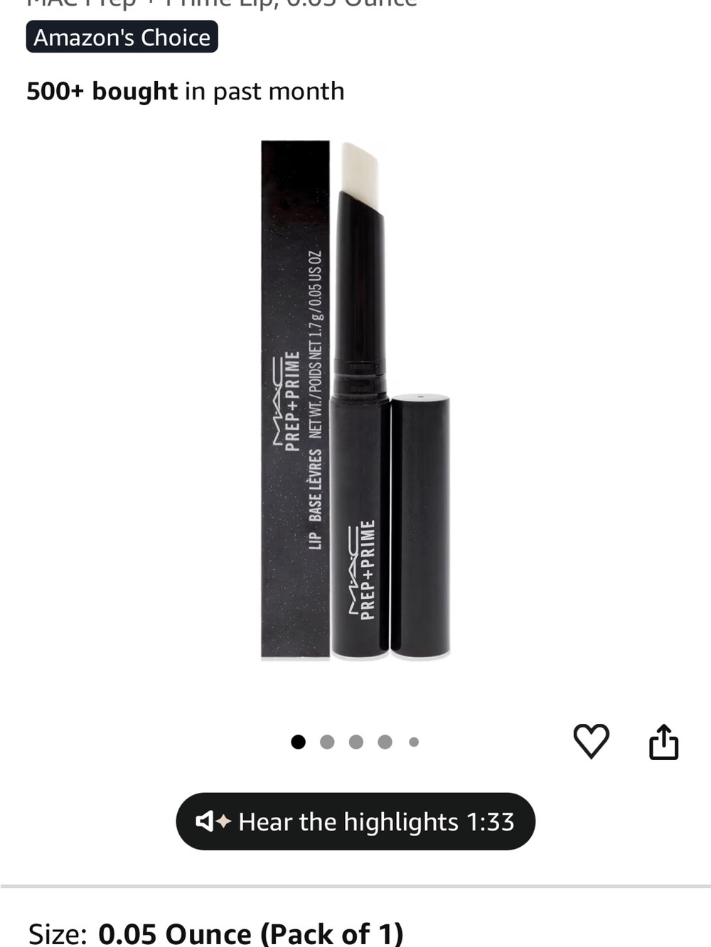 MAC Cosmetics Lip Prep+Prime Transparent Lip Primer Stick